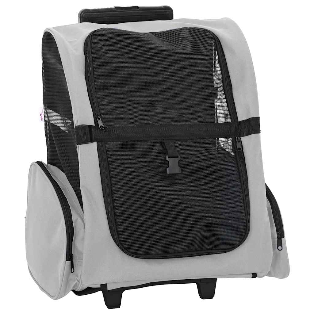 vidaXL Pet Trolley 3-in-1 Design Grey 48x32x(57-106) cm Oxford Fabric 1