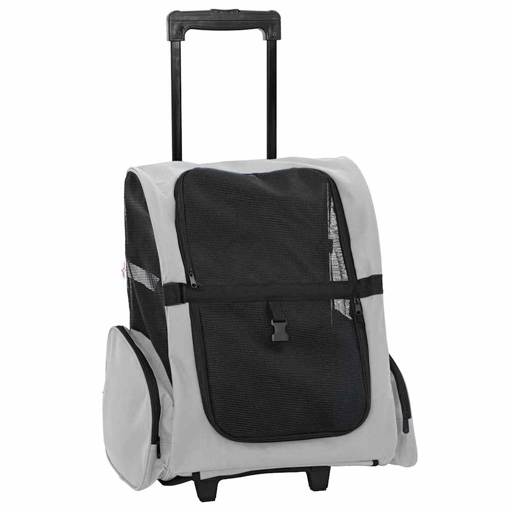 vidaXL Pet Trolley 3-in-1 Design Grey 48x32x(57-106) cm Oxford Fabric 2