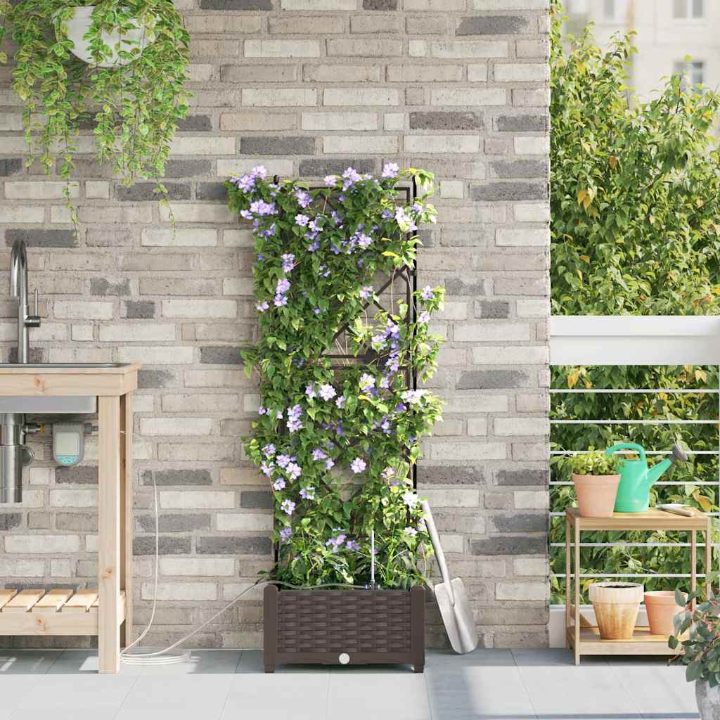 Garden Planter PP without wheel Depth 40 cm Width 40 cm Brown