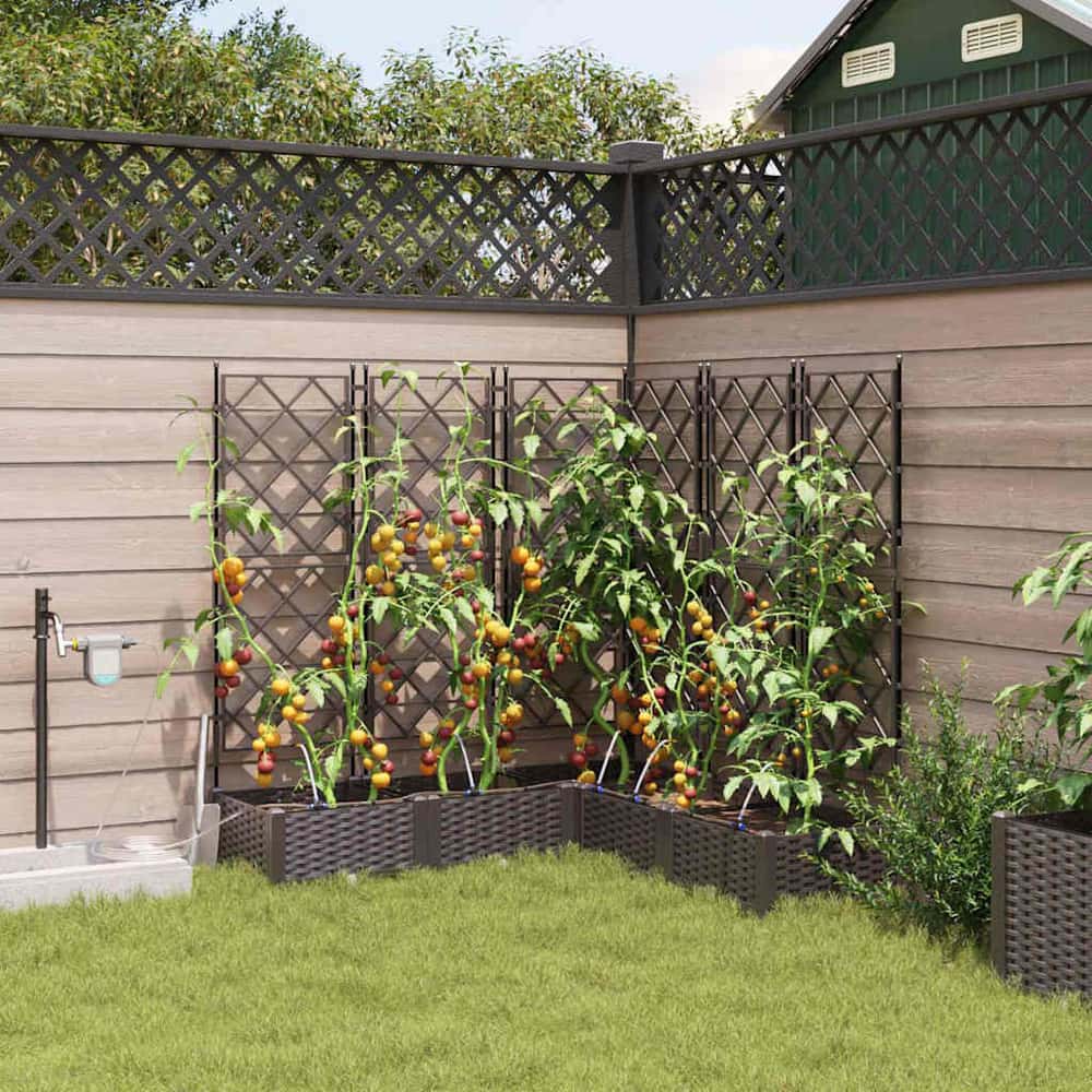 Garden Planter 5 pcs PP without Wheel Depth 120 cm Brown 126 cm