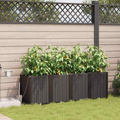 Garden Planter 4 pcs PP without Wheel Depth 40 cm Width 160 cm Brown 52 cm