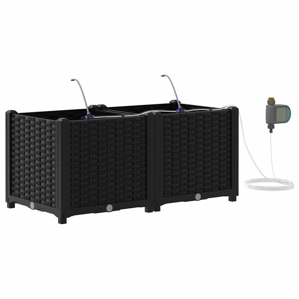 vidaXL Garden Planter 2 pcs Black 80 x 40 x 37.5 cm PP 2