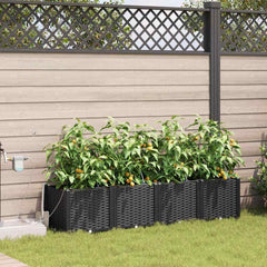 Garden Planter 4 pcs PP without Wheel Depth 40 cm Width 160 cm Black 37.5 cm