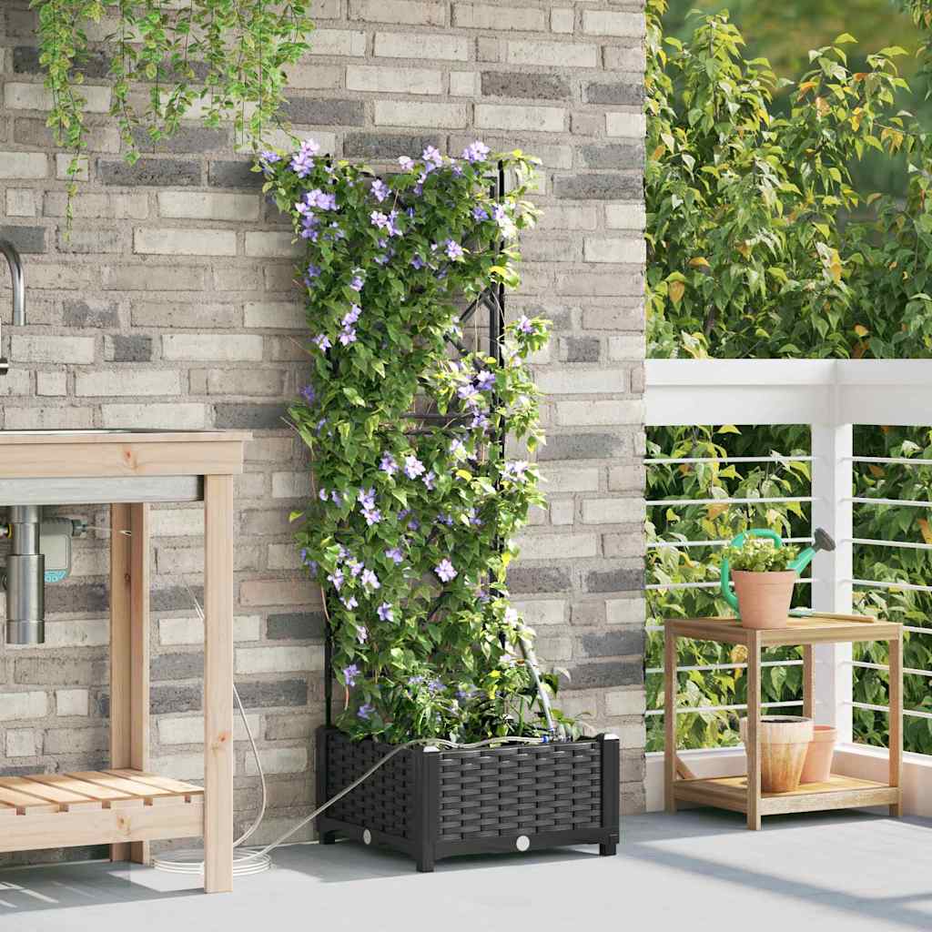 Garden Planter PP without wheel Depth 40 cm Width 40 cm Black