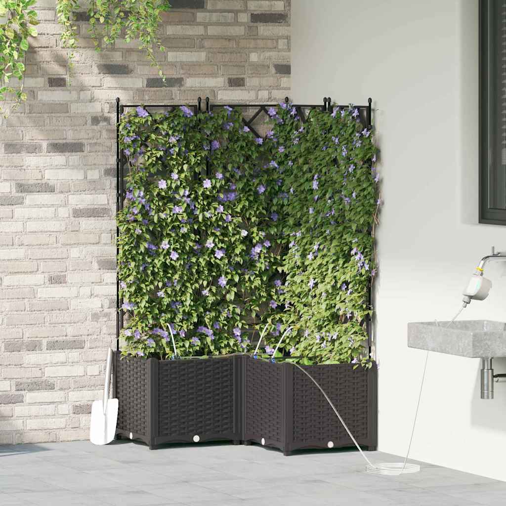 Garden Planter 3 pcs 80 x 80 x 142 cm PP without Wheel Black