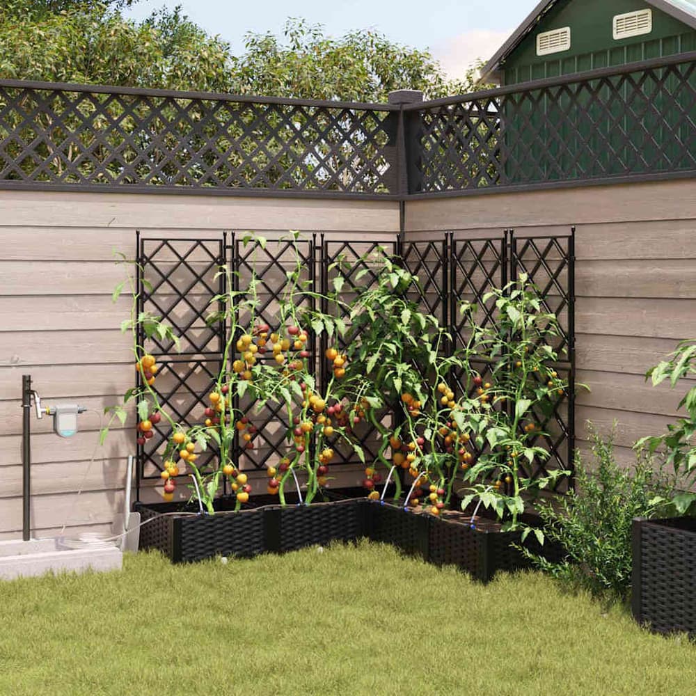Garden Planter 5 pcs PP without Wheel Depth 120 cm Black 126 cm