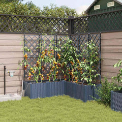 Garden Planter 5 pcs PP without Wheel Depth 120 cm Grey 142 cm