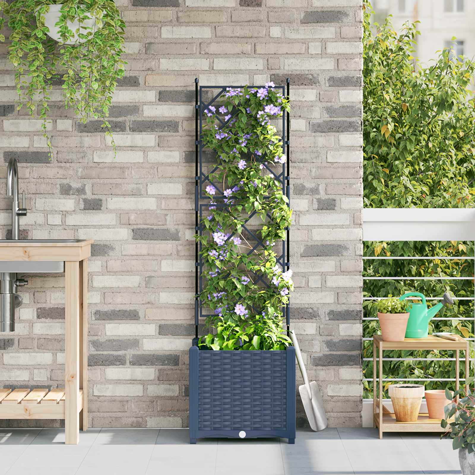 vidaXL Garden Planter Grey 40 x 40 x 143 cm PP 1