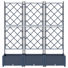 vidaXL Garden Planter 3 pcs Grey 120 x 40 x 125.5 cm PP 4