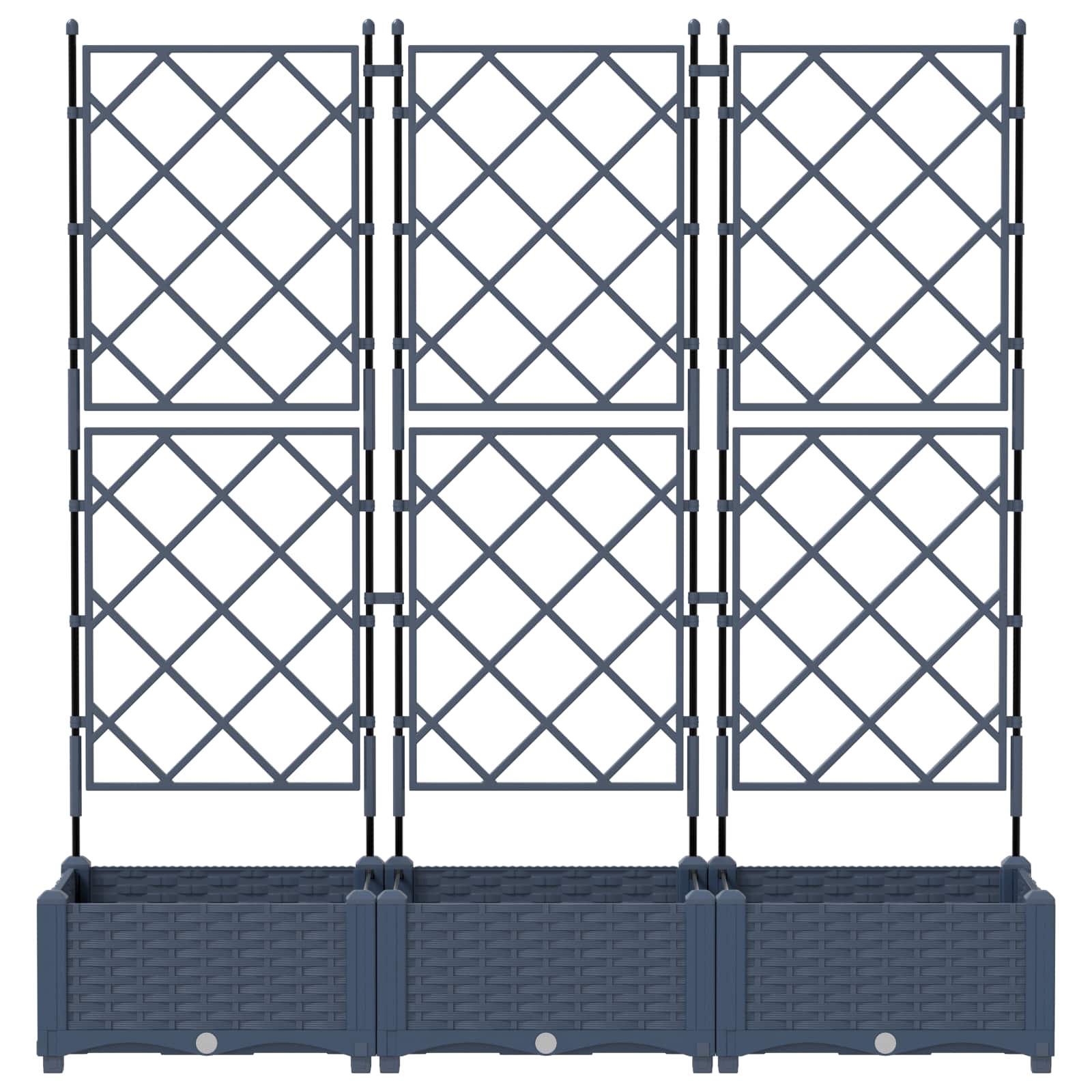vidaXL Garden Planter 3 pcs Grey 120 x 40 x 125.5 cm PP 4