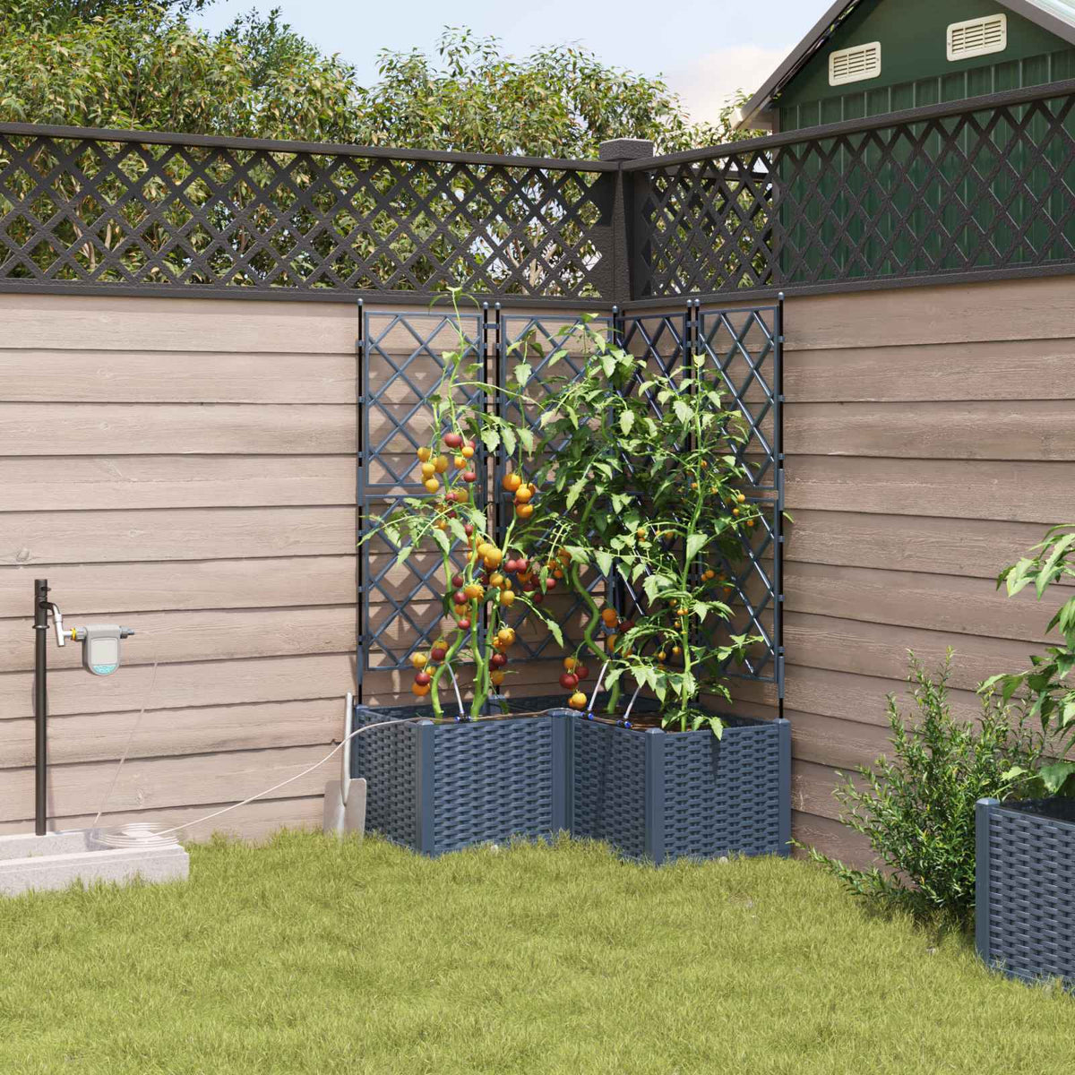 Garden Planter 3 pcs 80 x 80 x 142 cm PP without Wheel Grey