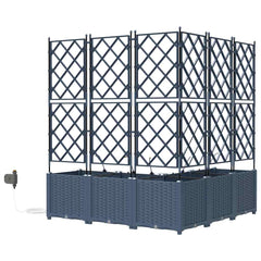 Garden Planter 5 pcs PP without Wheel Depth 120 cm Grey 142 cm