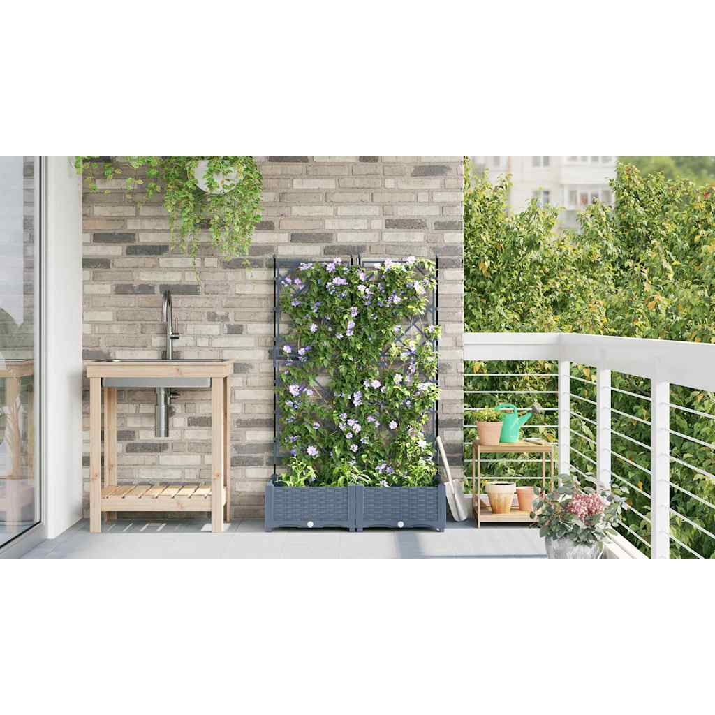 vidaXL Garden Planter 2 pcs LiGht Grey 80 x 40 x 125.5 cm PP 4
