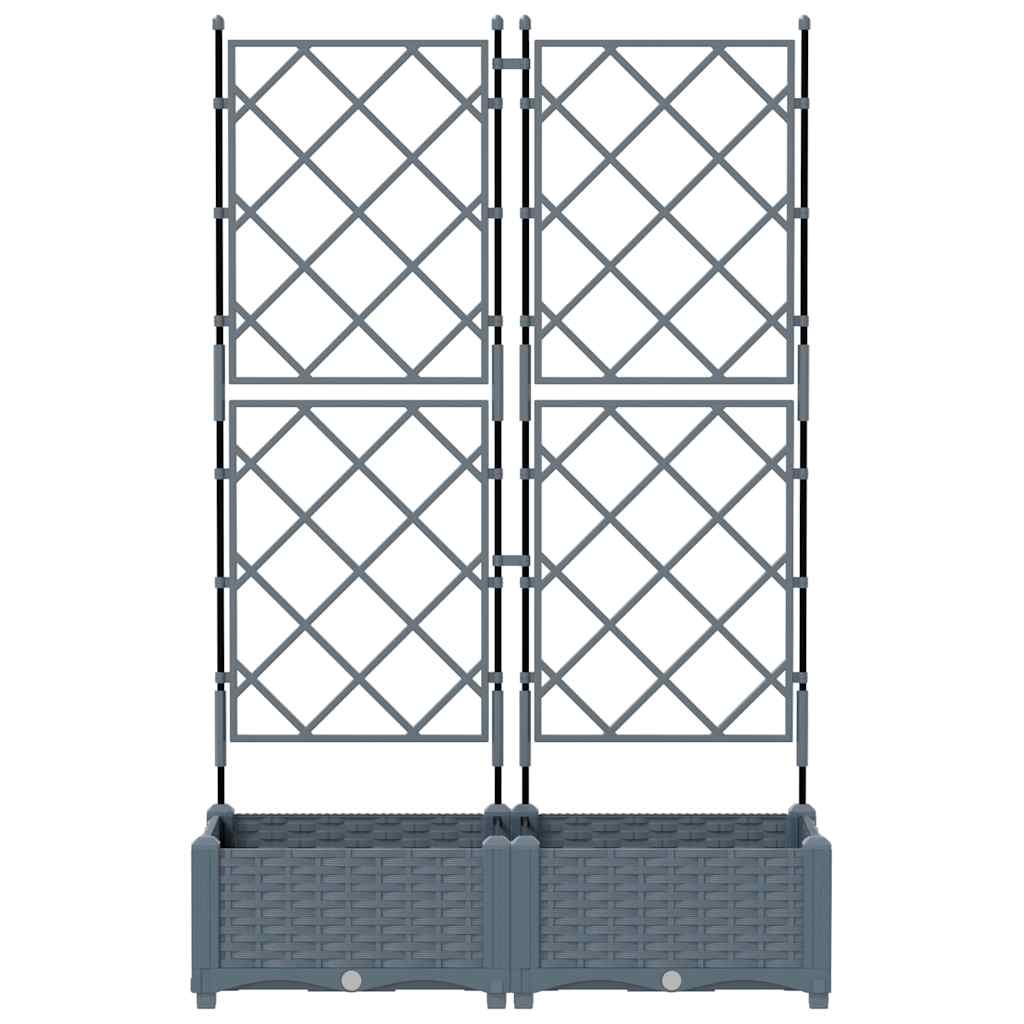 vidaXL Garden Planter 2 pcs LiGht Grey 80 x 40 x 125.5 cm PP 5