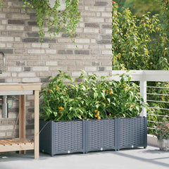 vidaXL Garden Planter 3 pcs LiGht Grey 120 x 40 x 37.5 cm PP 3