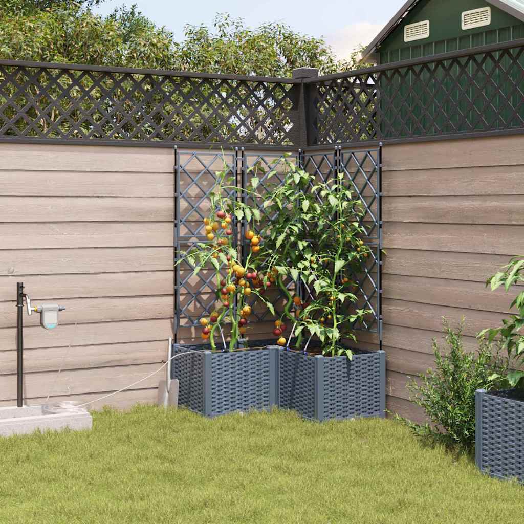 Garden Planter 3 pcs 80 x 80 x 142 cm PP without Wheel Light grey