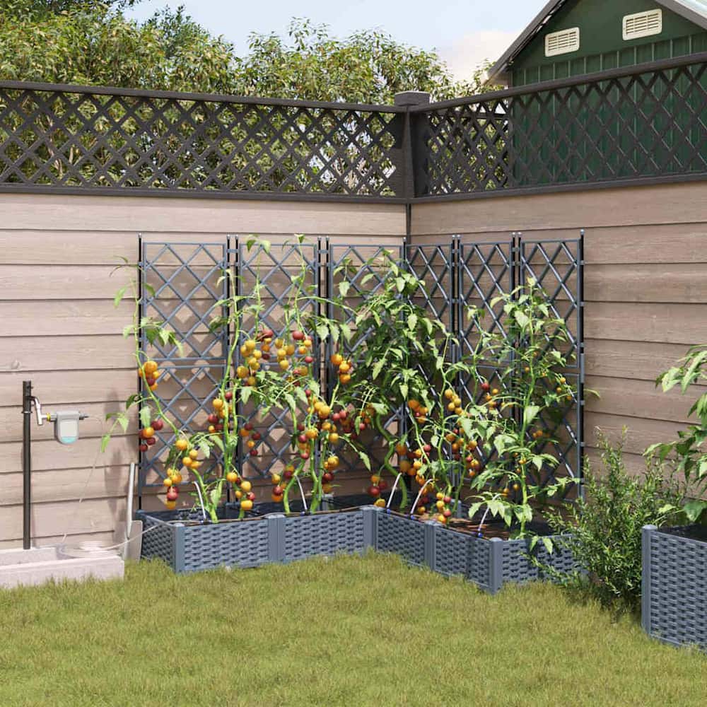 Garden Planter 5 pcs PP without Wheel Depth 120 cm Light grey 126 cm