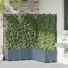 Garden Planter 5 pcs PP without Wheel Depth 120 cm Light grey 142 cm