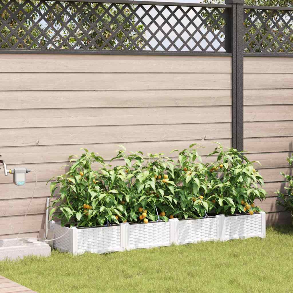 Garden Planter 4 pcs PP without Wheel Depth 40 cm Width 160 cm White 22 cm
