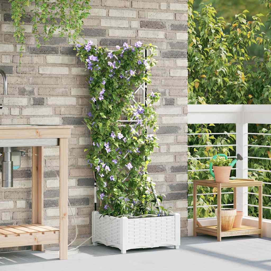 vidaXL Garden Planter White 40 x 40 x 126 cm PP 1