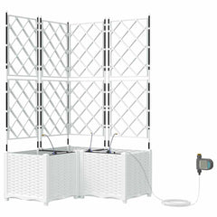 Garden Planter 3 pcs 80 x 80 x 142 cm PP without Wheel White