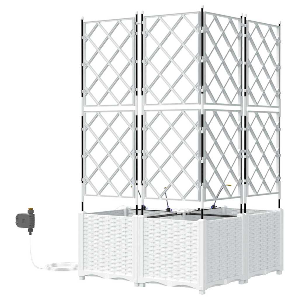 Garden Planter 3 pcs 80 x 80 x 142 cm PP without Wheel White