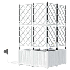 Garden Planter 3 pcs 80 x 80 x 142 cm PP without Wheel White