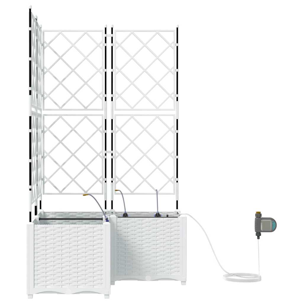 Garden Planter 3 pcs 80 x 80 x 142 cm PP without Wheel White