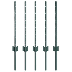 vidaXL Embedded Fence Post 5 pcs Green 100 cm Powder-Coated Steel 2