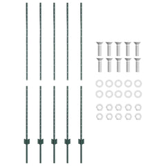 vidaXL Embedded Fence Post 5 pcs Green 200 cm Powder-Coated Steel 5