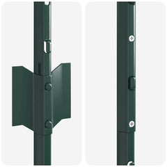vidaXL Embedded Fence Post 11 pcs Green 200 cm Powder-Coated Steel 6