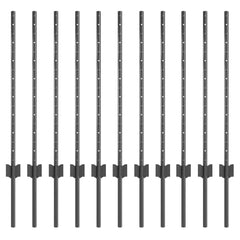 vidaXL Embedded Fence Post 11 pcs Grey 120 cm Powder-Coated Steel 2