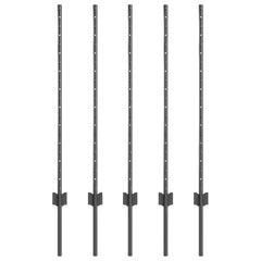 vidaXL Embedded Fence Post 5 pcs Grey 140 cm Powder-Coated Steel 2