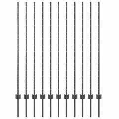 vidaXL Embedded Fence Post 11 pcs Grey 180 cm Powder-Coated Steel 2