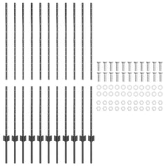 vidaXL Embedded Fence Post 11 pcs Grey 180 cm Powder-Coated Steel 5