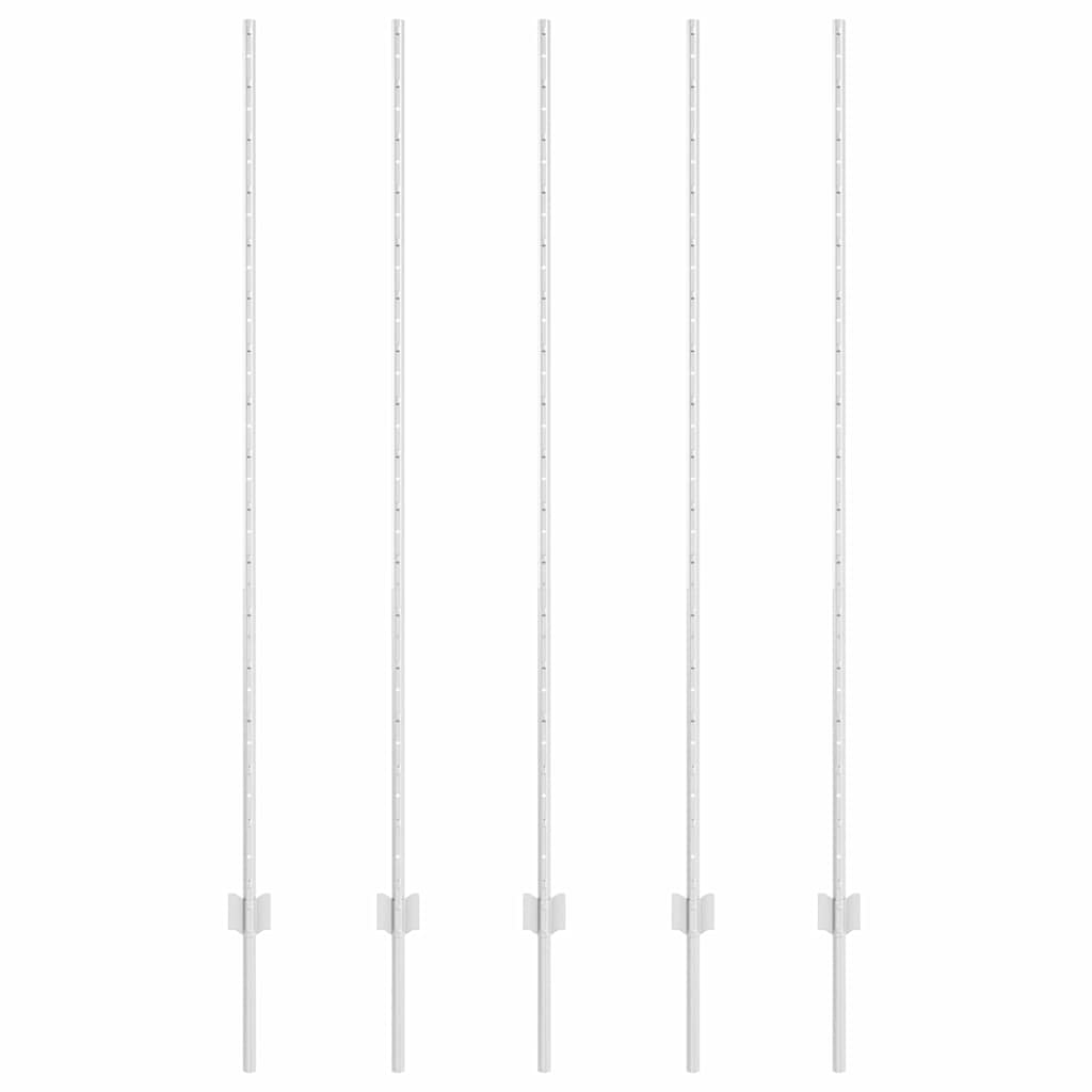 vidaXL Embedded Fence Post 5 pcs Silver 200 cm Powder-Coated Steel 2