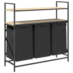 vidaXL Laundry Basket 3 Compartments with Shelves Sonoma Oak 2