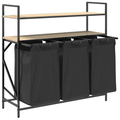 vidaXL Laundry Basket 3 Compartments with Shelves Sonoma Oak 5