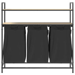 vidaXL Laundry Basket 3 Compartments with Shelves Sonoma Oak 6