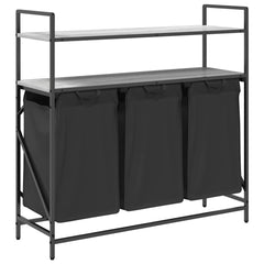 vidaXL Laundry Basket 3 Compartments with Shelves Grey Sonoma 2