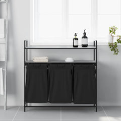 vidaXL Laundry Basket 3 Compartments with Shelves Grey Sonoma 3