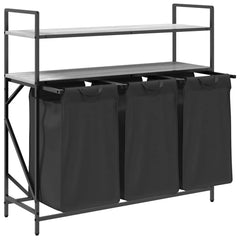 vidaXL Laundry Basket 3 Compartments with Shelves Grey Sonoma 5