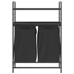 vidaXL Laundry Basket 2 Compartments with Shelves Black Oak 6