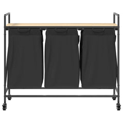 vidaXL Laundry Basket 3 Compartments with Wheels Sonoma Oak 6