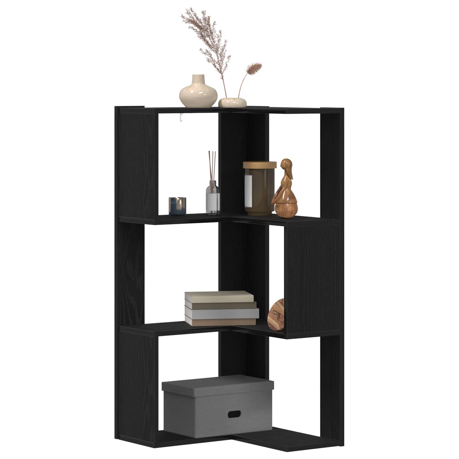 vidaXL Bookcase 3-Tier 50 x 50 x102 cm Black Oak 3