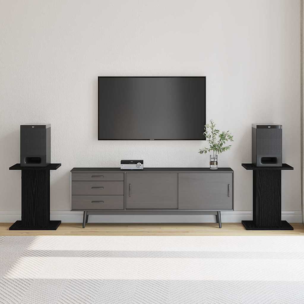 vidaXL Speaker Stands 2 pcs Black Oak 30 x 30 x 40 cm Engineered Wood 4