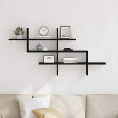 vidaXL Wall Shelf Black Oak 124.5x18x60.5 cm Engineered Wood 3