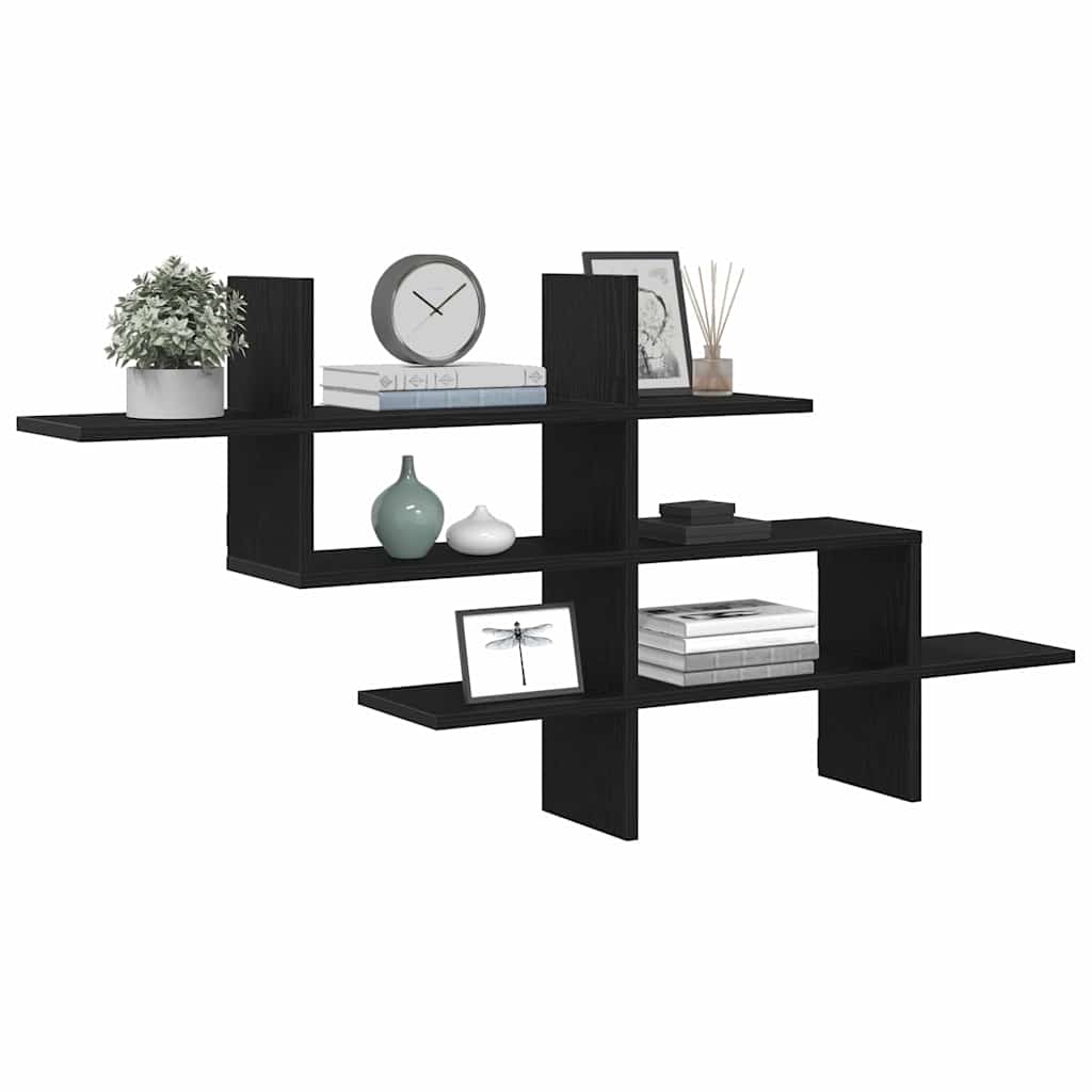 vidaXL Wall Shelf Black Oak 124.5x18x60.5 cm Engineered Wood 4