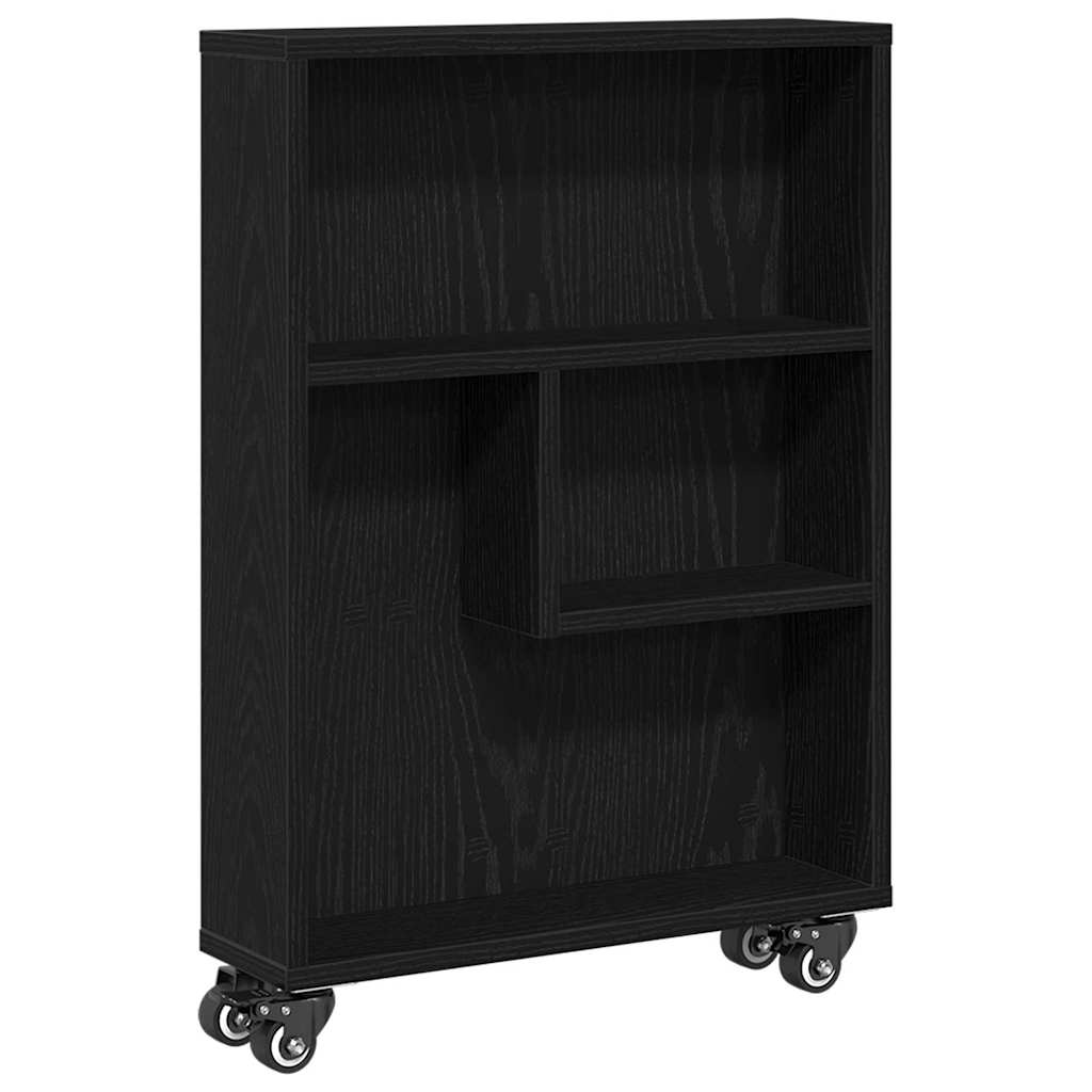 vidaXL Narrow Storage Trolley 3-Tier 48 x 13 x 68 cm Black Oak 2