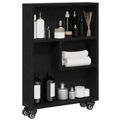 vidaXL Narrow Storage Trolley 3-Tier 48 x 13 x 68 cm Black Oak 3